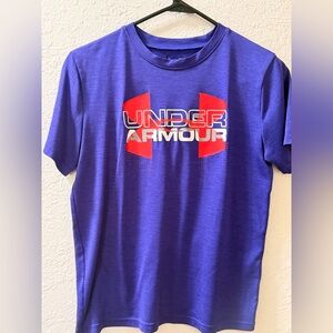 Under Armour Kids Blue and Red Logo Tee